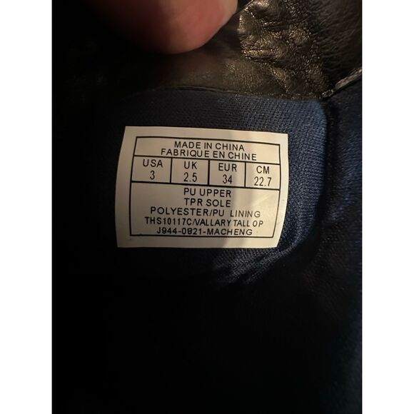 NWOB Tommy Hilfiger Kids Black Faux Leather Vallary Mid-calf Riding Boots Size 3 - Picture 3 of 9